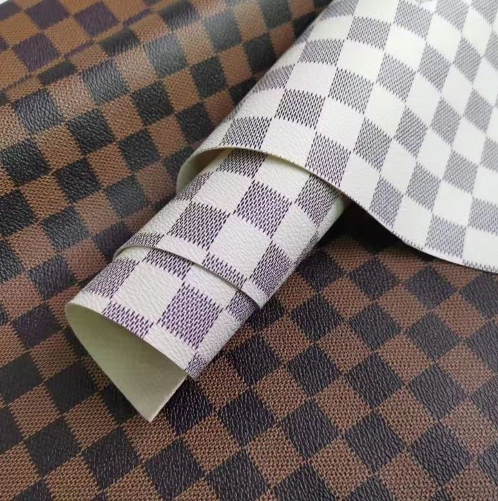 Square Grid PVC Leather With Knitted Backing PVC BAG LEATHER For BAG SUITCASE