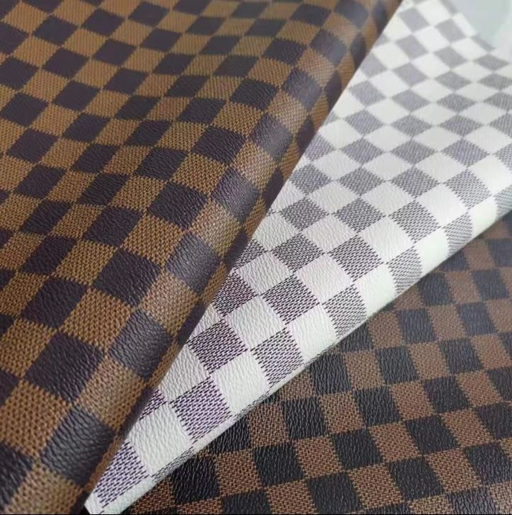 Square Grid PVC Leather With Knitted Backing PVC BAG LEATHER For BAG SUITCASE